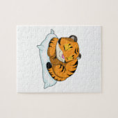 Tijger bij slapen met piloot legpuzzel (Horizontaal)