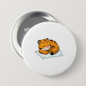 Tijger bij slapen met piloot ronde button 7,6 cm (Voorkant /achterkant)