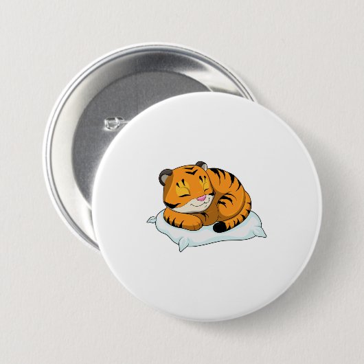 Tijger bij slapen met piloot ronde button 7,6 cm (Voorkant /achterkant)