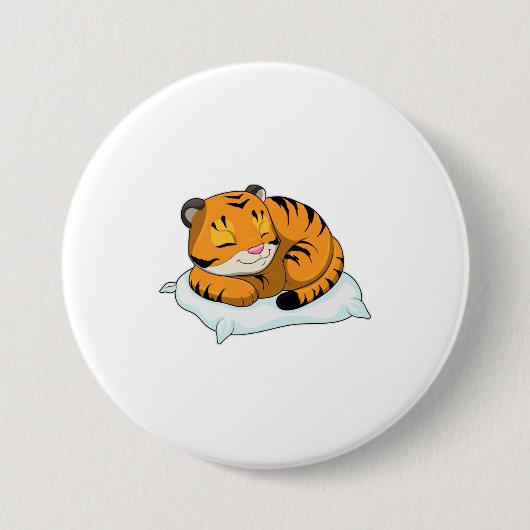 Tijger bij slapen met piloot ronde button 7,6 cm (Voorkant)