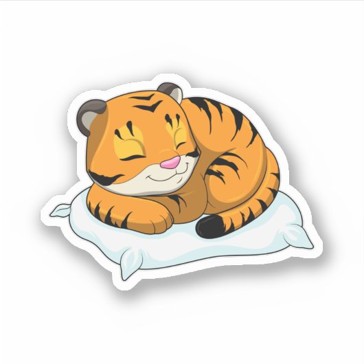 Tijger bij slapen met piloot sticker (Voorkant)