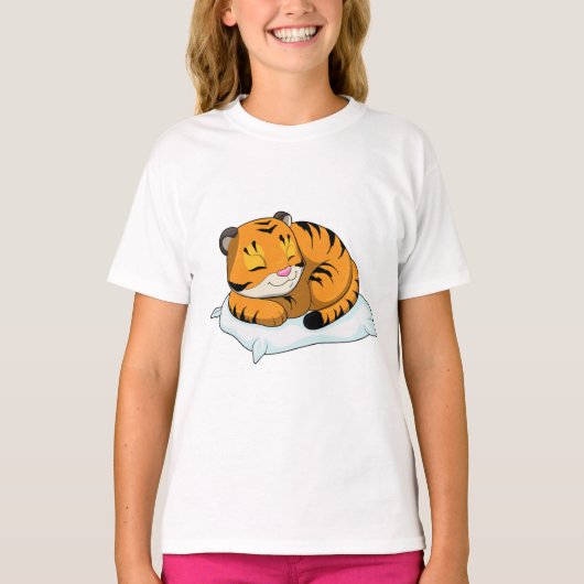 Tijger bij slapen met piloot t-shirt (Voorkant)