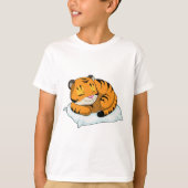 Tijger bij slapen met piloot t-shirt (Voorkant)