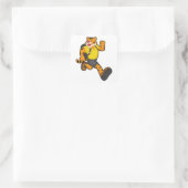 Tijger bij uitvoering met rugzak vierkante sticker (Tas)