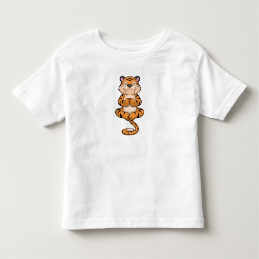 Tijger bij Yoga Fitness Kinder Shirts (Voorkant)