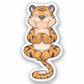 Tijger bij Yoga Fitness Sticker (Voorkant)