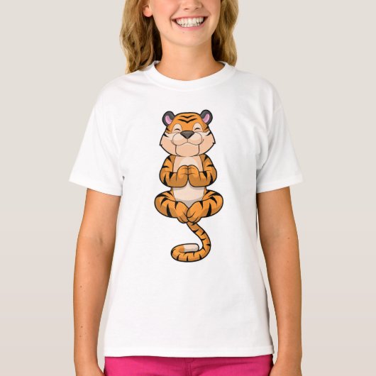 Tijger bij Yoga Fitness T-shirt (Voorkant)