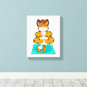 Tijger bij Yoga op Yoga mat Canvas Afdruk (Insitu (Houten vloer))