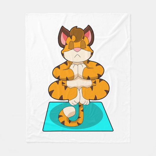 Tijger bij Yoga op Yoga mat Fleece Deken (Voorkant)