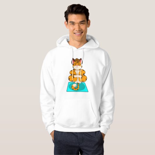 Tijger bij Yoga op Yoga mat Hoodie (Voorkant volledig)