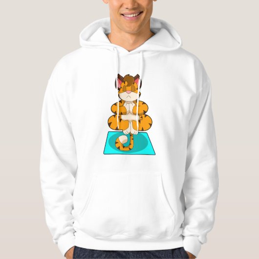 Tijger bij Yoga op Yoga mat Hoodie (Voorkant)