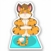 Tijger bij Yoga op Yoga mat Sticker (Voorkant)
