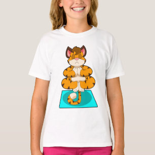 Tijger bij Yoga op Yoga mat T-shirt