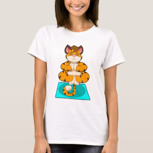 Tijger bij Yoga op Yoga mat T-shirt