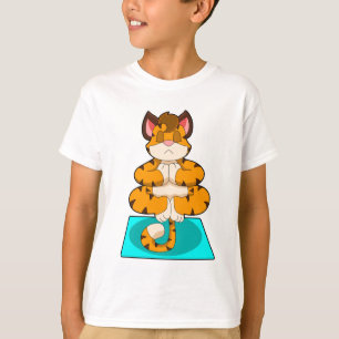 Tijger bij Yoga op Yoga mat T-shirt