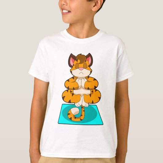 Tijger bij Yoga op Yoga mat T-shirt (Voorkant)