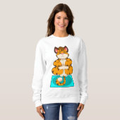 Tijger bij Yoga op Yoga mat Trui (Voorkant volledig)