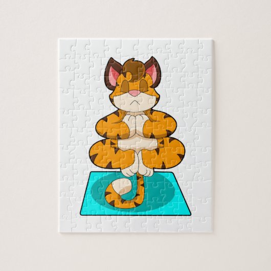 Tijger bij Yoga op yogamat Legpuzzel (Verticaal)