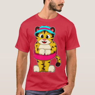 Tijger bij Zwemmen met Zwemring Pet T-shirt