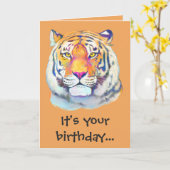 Tijger Birthday Party Kaart (Gele Bloem)