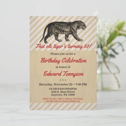 tijger - Birthday Uitnodiging Mannen Mannelijk Ma (Staand voorkant)