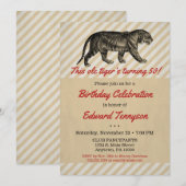  tijger - Birthday Uitnodiging Mannen Mannelijk Ma (Voorkant / Achterkant)
