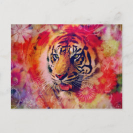 Tijger Bloem Digitale Kunst Briefkaart