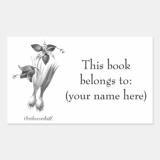  tijger bloem etsen boekenplaat rechthoekige sticker (Voorkant)