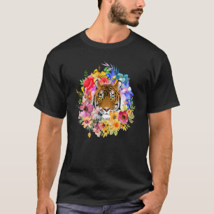 Tijger Bloemig Grote Kat En Lente Bloemen Kitten K T-shirt