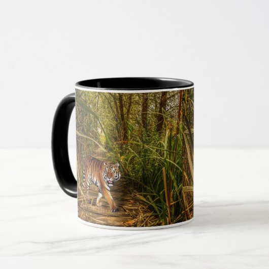 Tijger Bossen Fantasy Trees Brush Mok (Voorkant links)