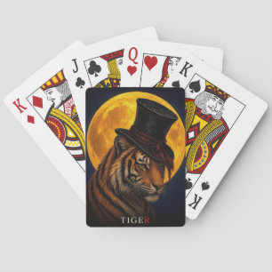 Tijger Boven Hoed Gotische Surrealistiek Pokerkaarten