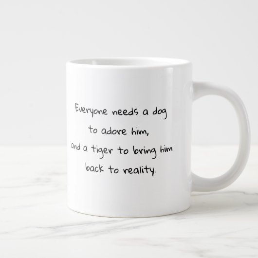 "Tijger brengt je terug naar realiteit" tijgersymb Grote Koffiekop (Rechts)