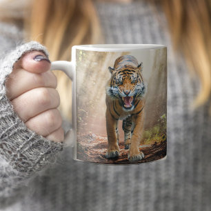 Tijger brullen in een Oerwoud Fine Art Koffiemok