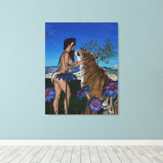 tijger canvas afdruk (Insitu (Houten vloer))