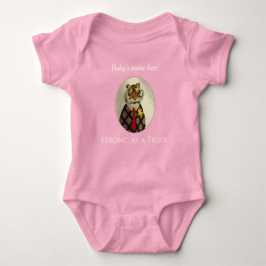 Tijger Cartoon Tekenen in Suit Clothes Baby Girl Romper (Voorkant)