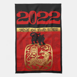 Tijger Chinees aangepast Nieuw Jaar Zodiac Birthda Theedoek