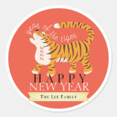 Tijger Chinees nieuwjaar 2022 Rode feestdag Ronde Sticker (Voorkant)