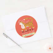 Tijger Chinees nieuwjaar 2022 Rode feestdag Ronde Sticker (Envelop)