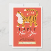 Tijger-Chinees nieuwjaar 2022 Rode-feestkaart Kaart (Voorkant)