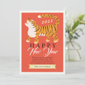 Tijger-Chinees nieuwjaar 2022 Rode-feestkaart Kaart (Staand voorkant)