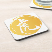 Tijger-Chinese symboolkalligrafie Geel Bier Onderzetter (Linkerzijde)