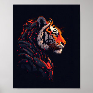 Tijger Cyberpunk Mecha Neon Gameposter Poster