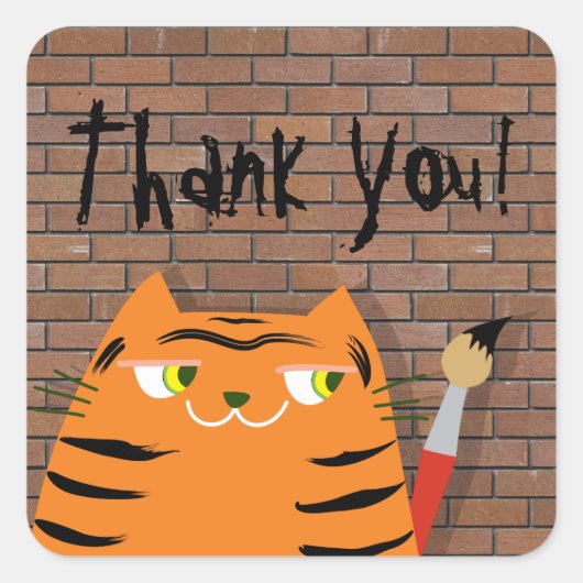 Tijger dank u vierkante sticker (Voorkant)