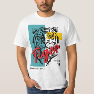 Tijger Dapper En Moedig Est 1975 Retro Wilde Diere T-shirt