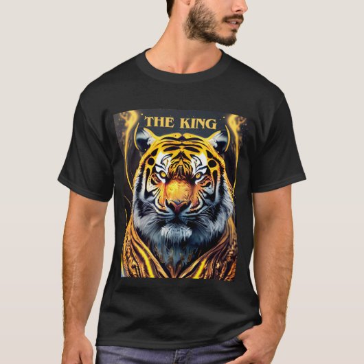 Tijger De Koning Gouden Geel en Zwart T-shirt (Voorkant)