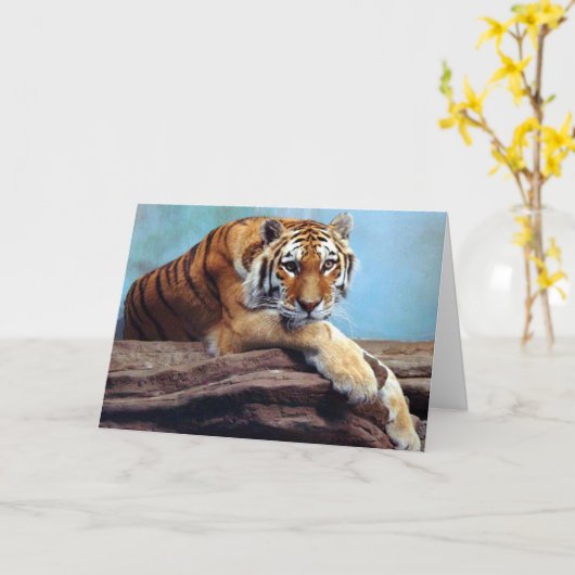 Tijger "Denken aan jou" Kaart (Gele Bloem)