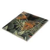 “Tijger - Detail van De Droom” van Henri Rousseau Tegeltje (Zijkant)