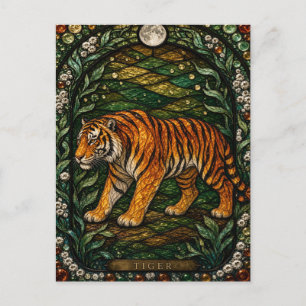 Tijger Dichte Jungle Illumina Gebrandschilderd Gla Briefkaart