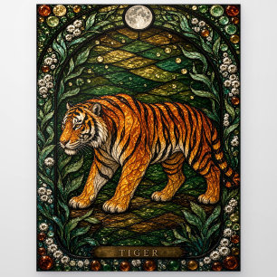 Tijger Dichte Jungle Illumina Gebrandschilderd Gla Briefkaart