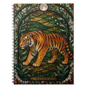 Tijger Dichte Jungle Illumina Gebrandschilderd Gla Notitieboek